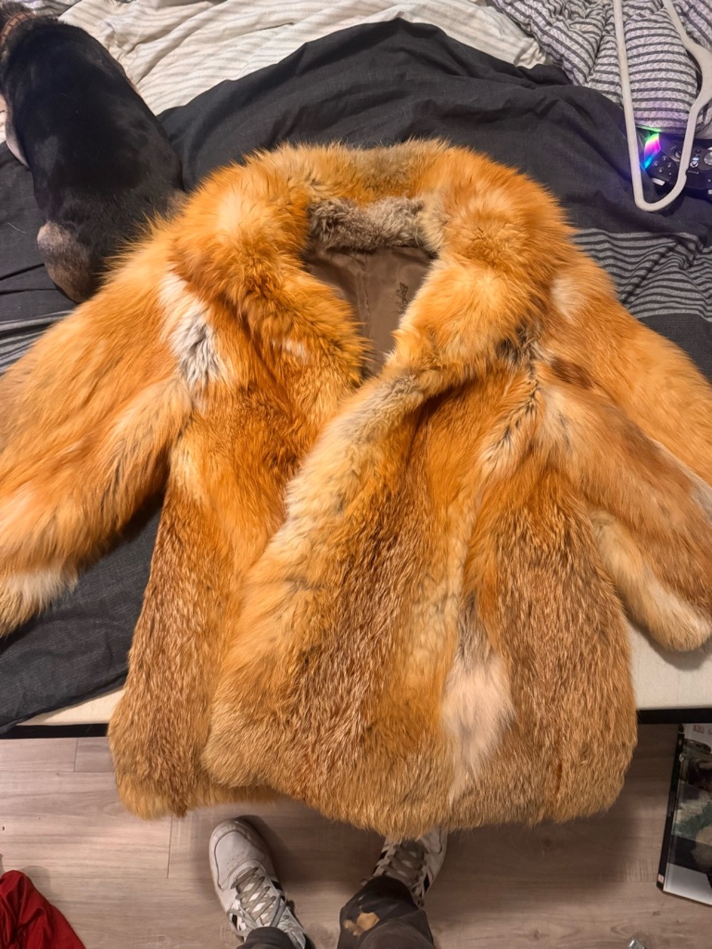 Vintage beautiful red fox fur coat real fur